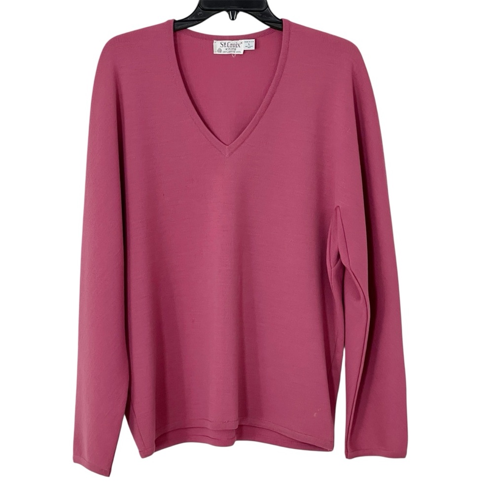 Vintage St. Croix Knits Zephyr Wool Sweater Large Mauve Pink Made in USA